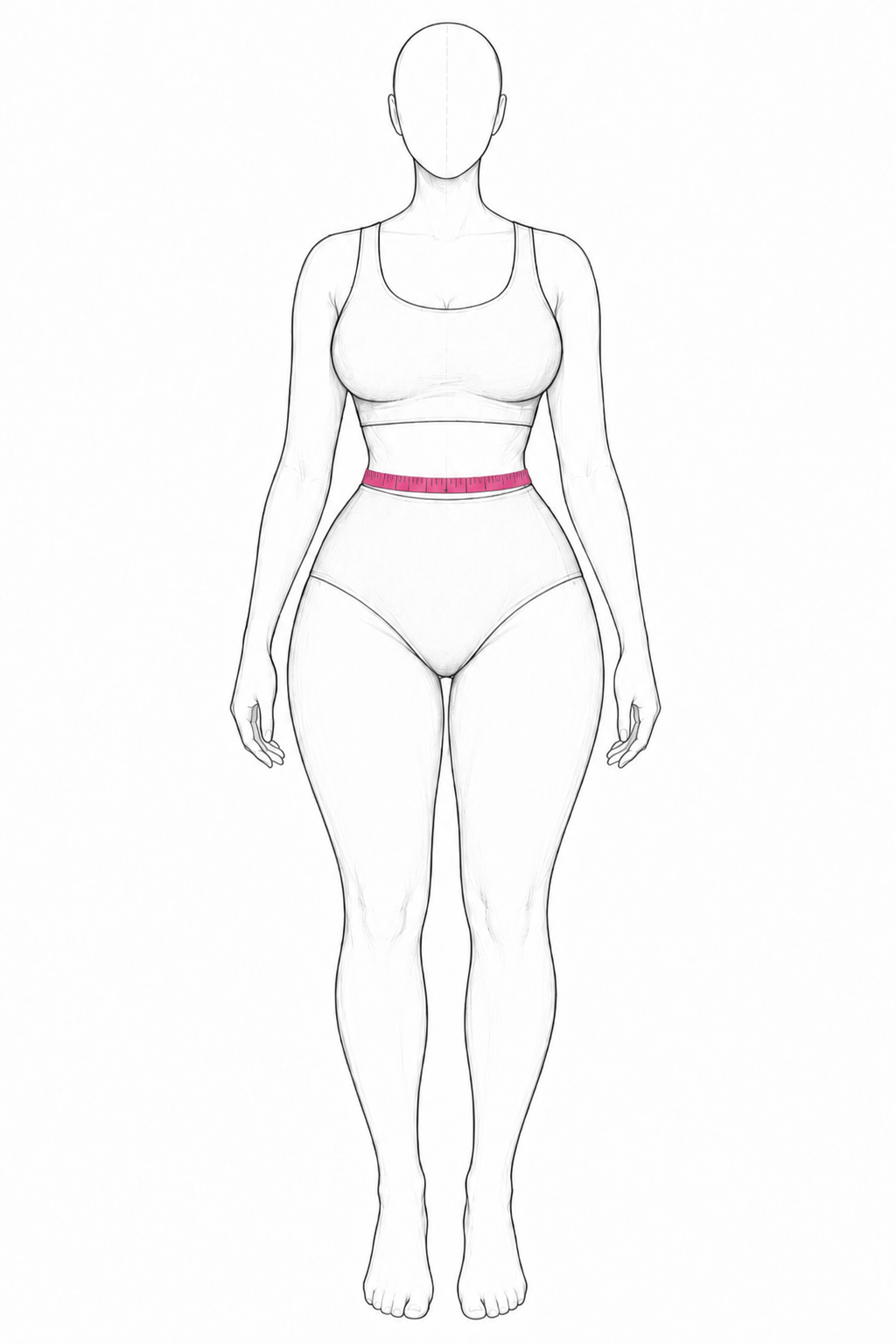 Waist measurement guide with pink measuring tape